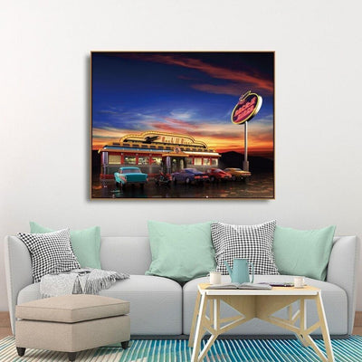 Dipinto Diner Americano Vintage