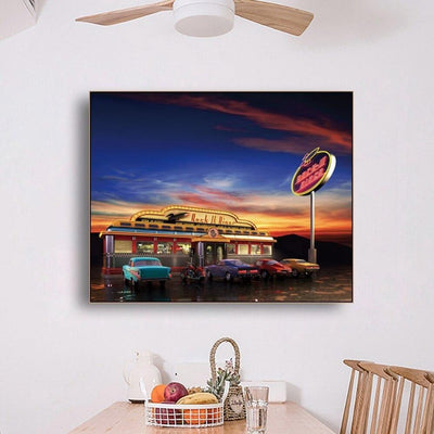 Dipinto Diner Americano Vintage