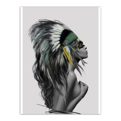 Pittura indiana in bianco e nero vintage