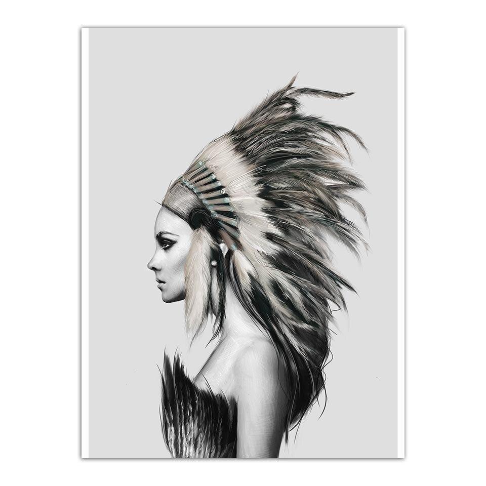 Pittura indiana in bianco e nero vintage