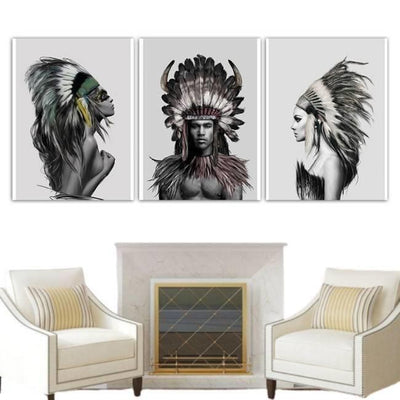 Pittura indiana in bianco e nero vintage