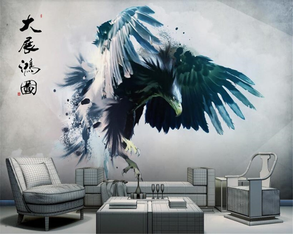 Carta da parati vintage con uccelli