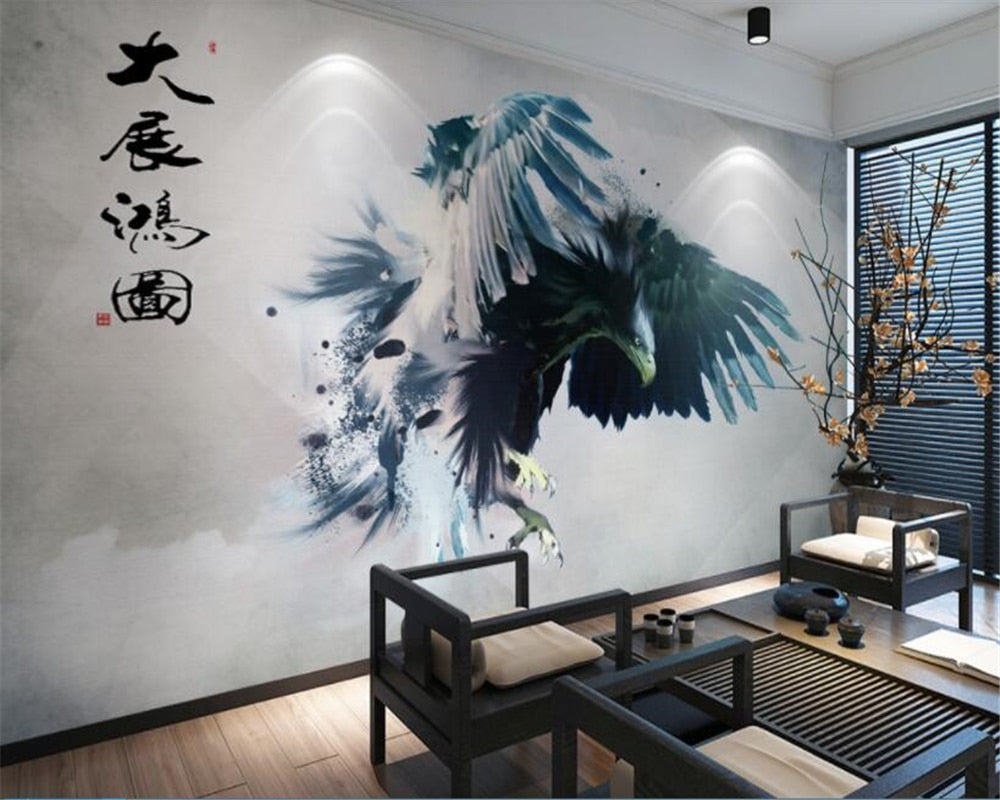 Carta da parati vintage con uccelli