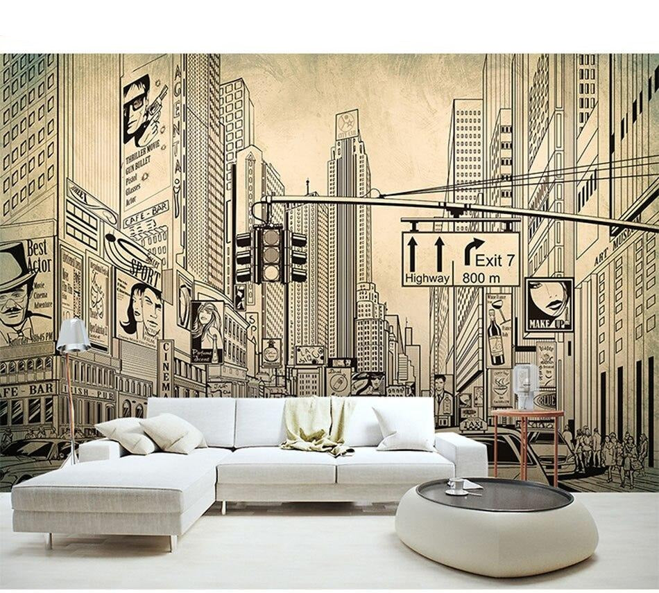 Carta da parati vintage grigia