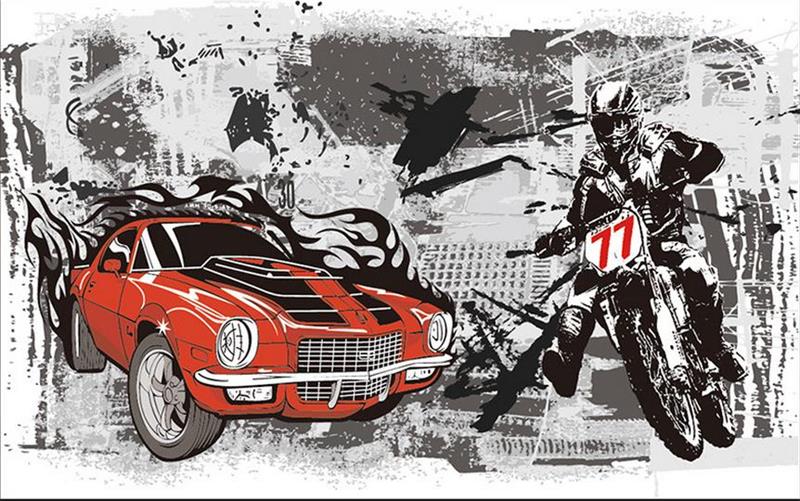 Carta da parati retrò in bianco e nero