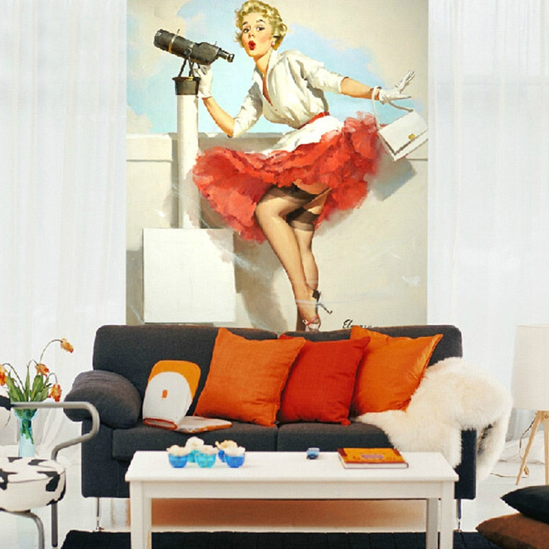 Carta da parati vintage pin-up
