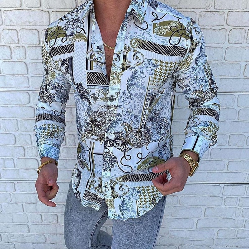 Camicia da uomo con stampa vintage