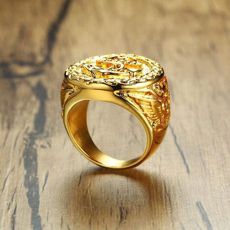 Anello con sigillo vintage dell'esercito americano