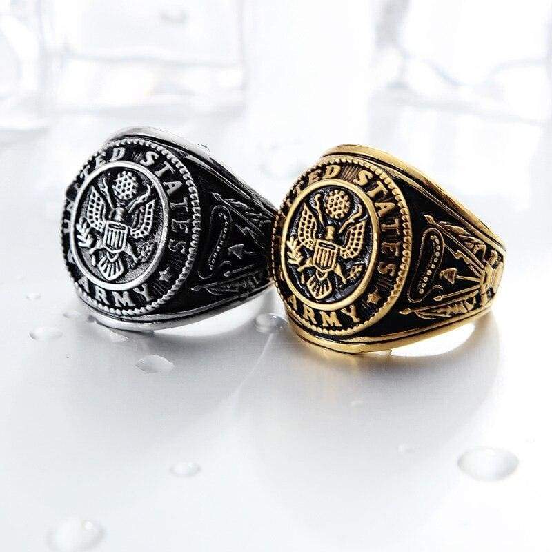 Anello vintage da uomo dell'esercito americano