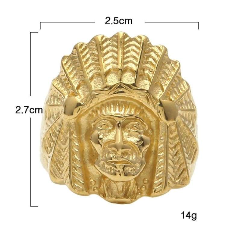 Anello testa indiana in oro vintage