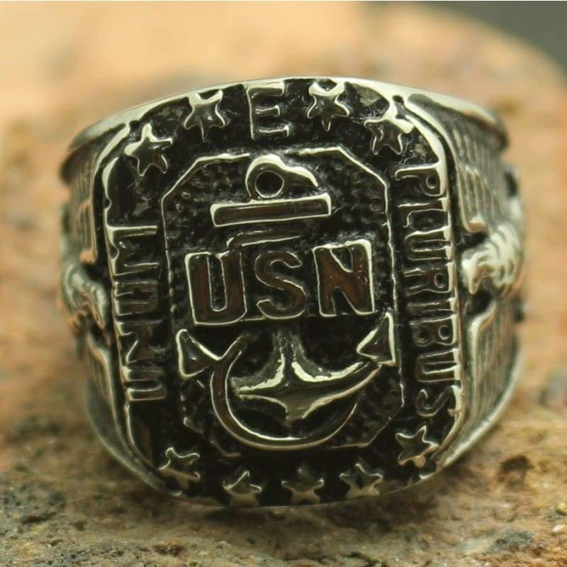 Anello d'argento vintage della Marina degli Stati Uniti