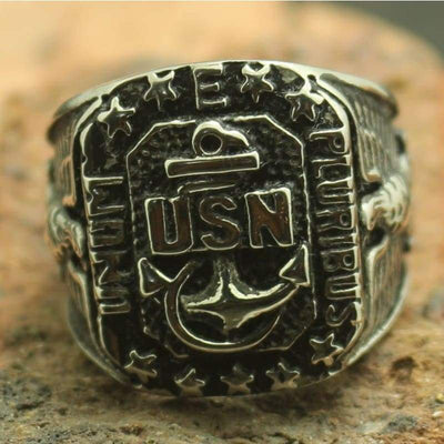 Anello d'argento vintage della Marina degli Stati Uniti