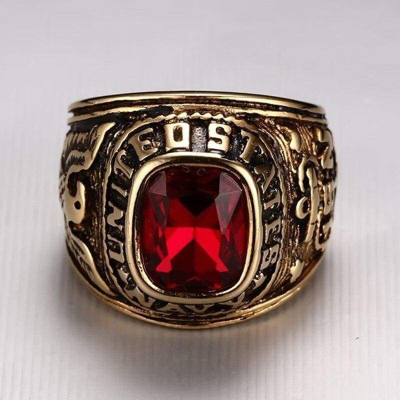 Anello d'oro vintage della Marina degli Stati Uniti