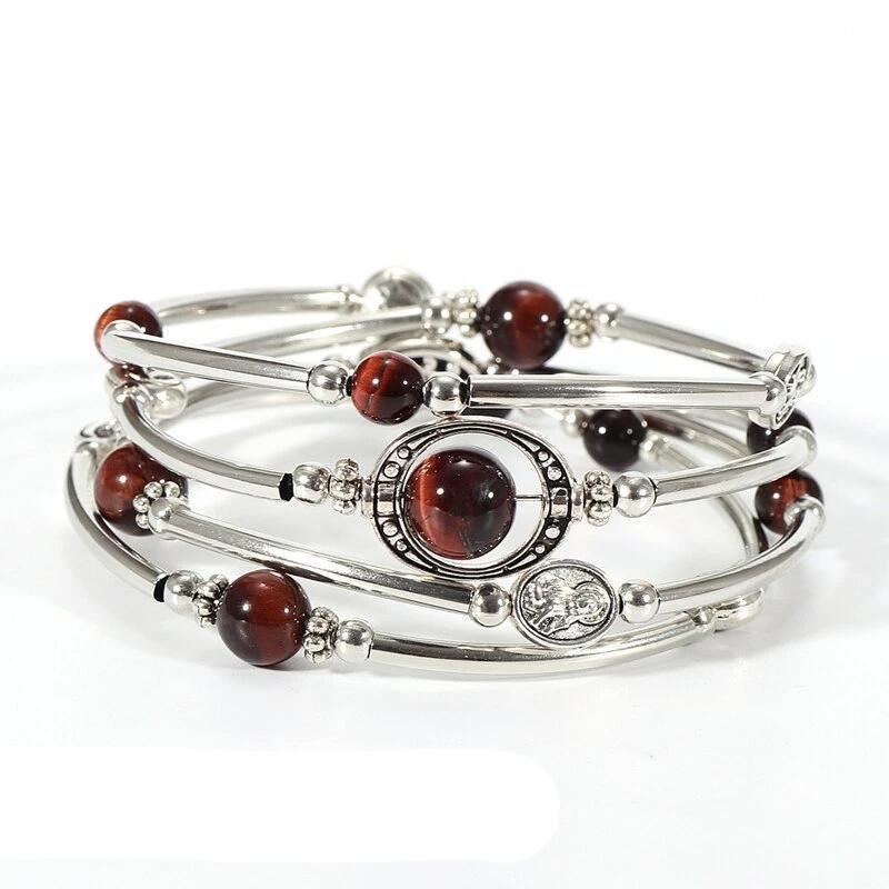 Bracciale vintage con perline di semi indiani