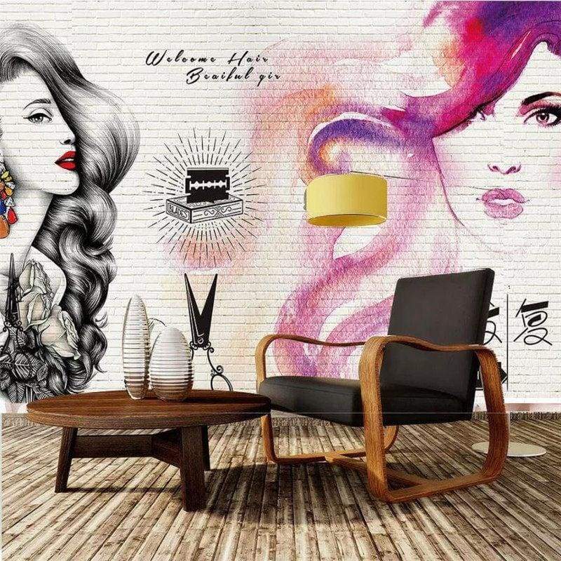 Carta da parati del negozio di barbiere vintage