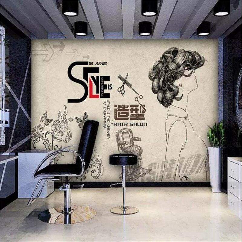 Carta da parati del negozio di barbiere vintage