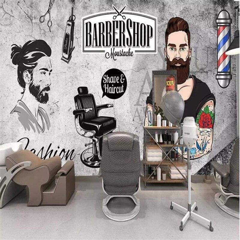 Carta da parati del negozio di barbiere vintage