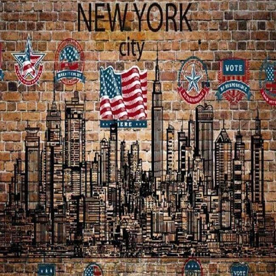 Carta da parati vintage in mattoni di New York