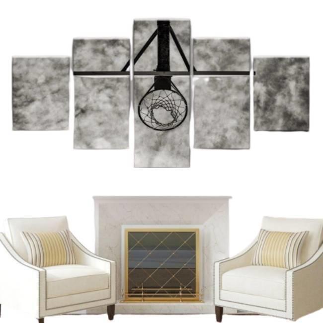 Dipinto in bianco e nero di pallacanestro vintage