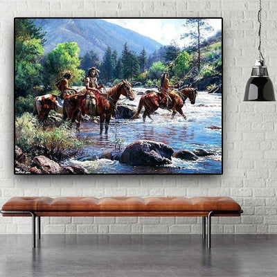 Pittura dell'annata del cavallo indiano
