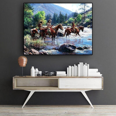Pittura dell'annata del cavallo indiano