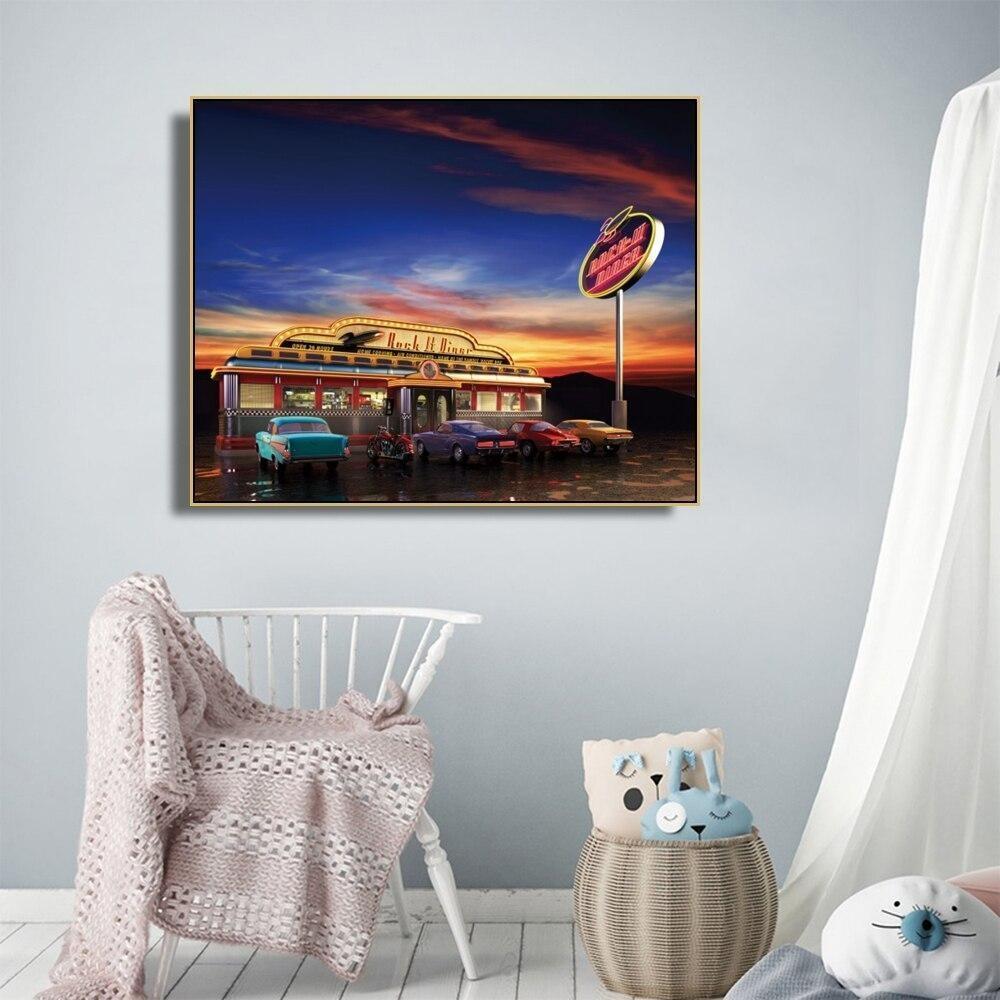 Dipinto Diner Americano Vintage