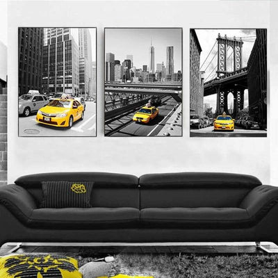 Dipinto giallo New York vintage