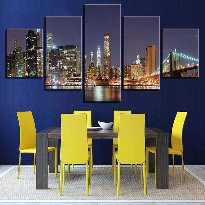 Dipinto notturno vintage di New York