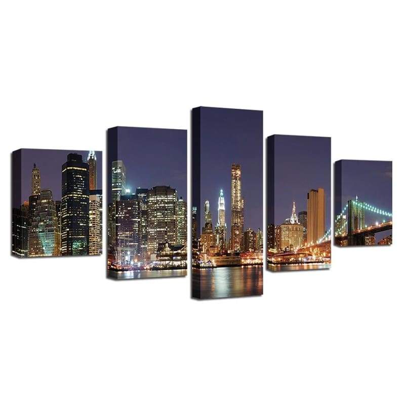 Dipinto notturno vintage di New York