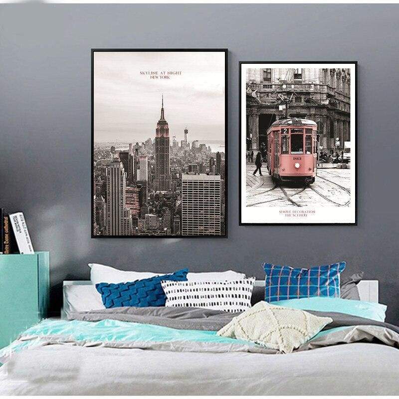 Dipinto vintage con rose di New York