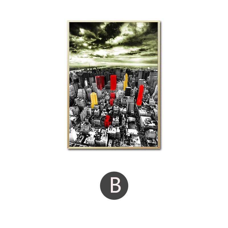 Pittura vintage rossa e grigia di New York