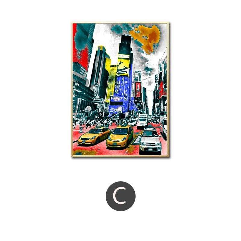 Pittura vintage rossa e grigia di New York