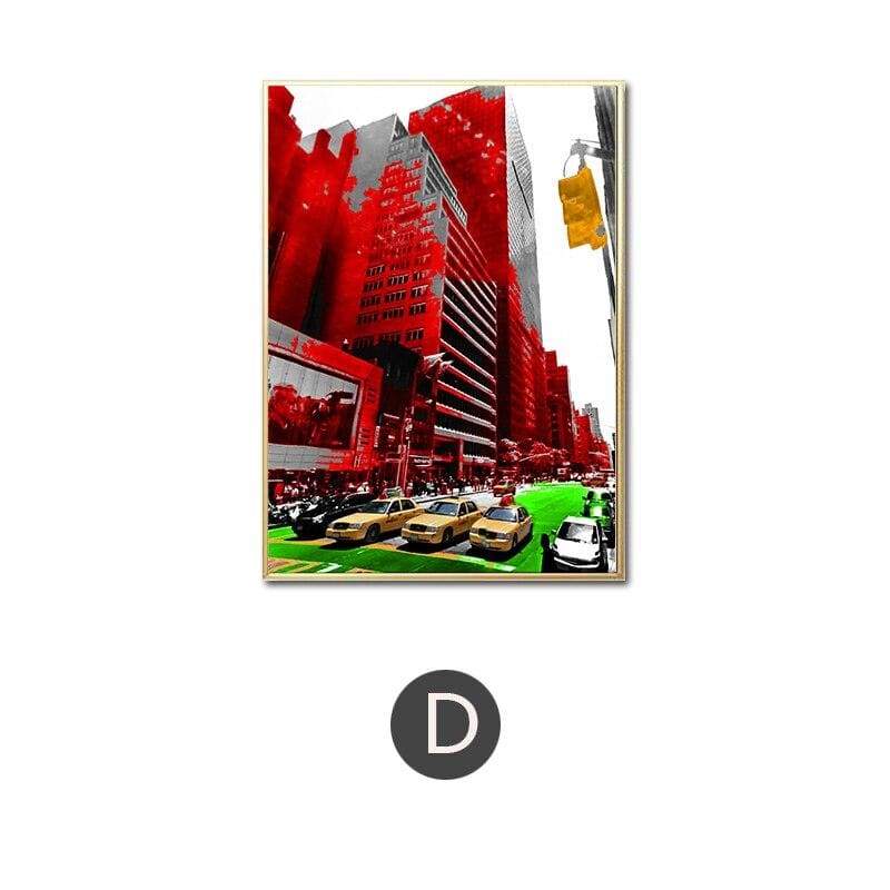 Pittura vintage rossa e grigia di New York