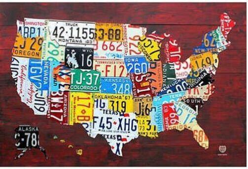 Tabella delle targhe degli Stati Uniti Vintage