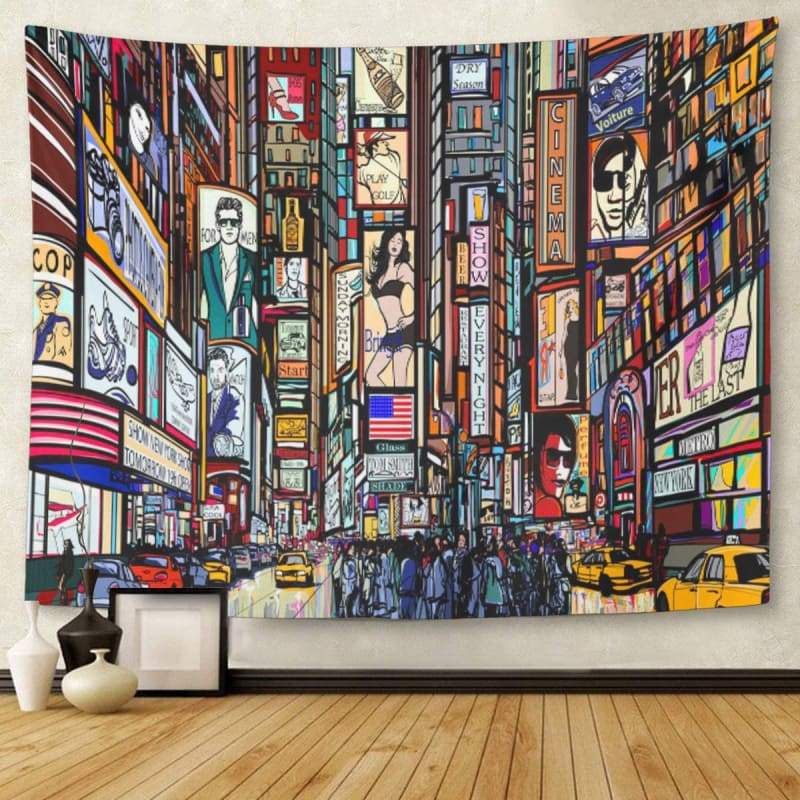 Arazzo vintage trompe l'oeil New York