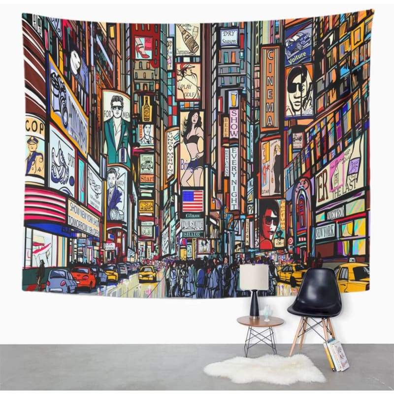 Arazzo vintage trompe l'oeil New York