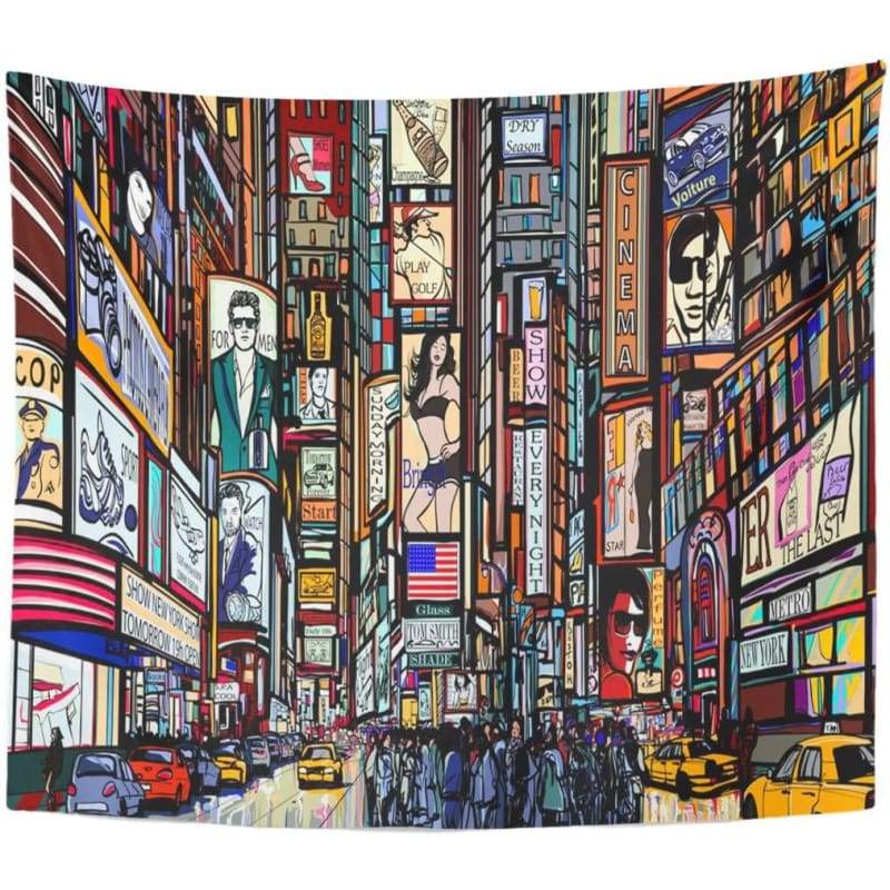 Arazzo vintage trompe l'oeil New York